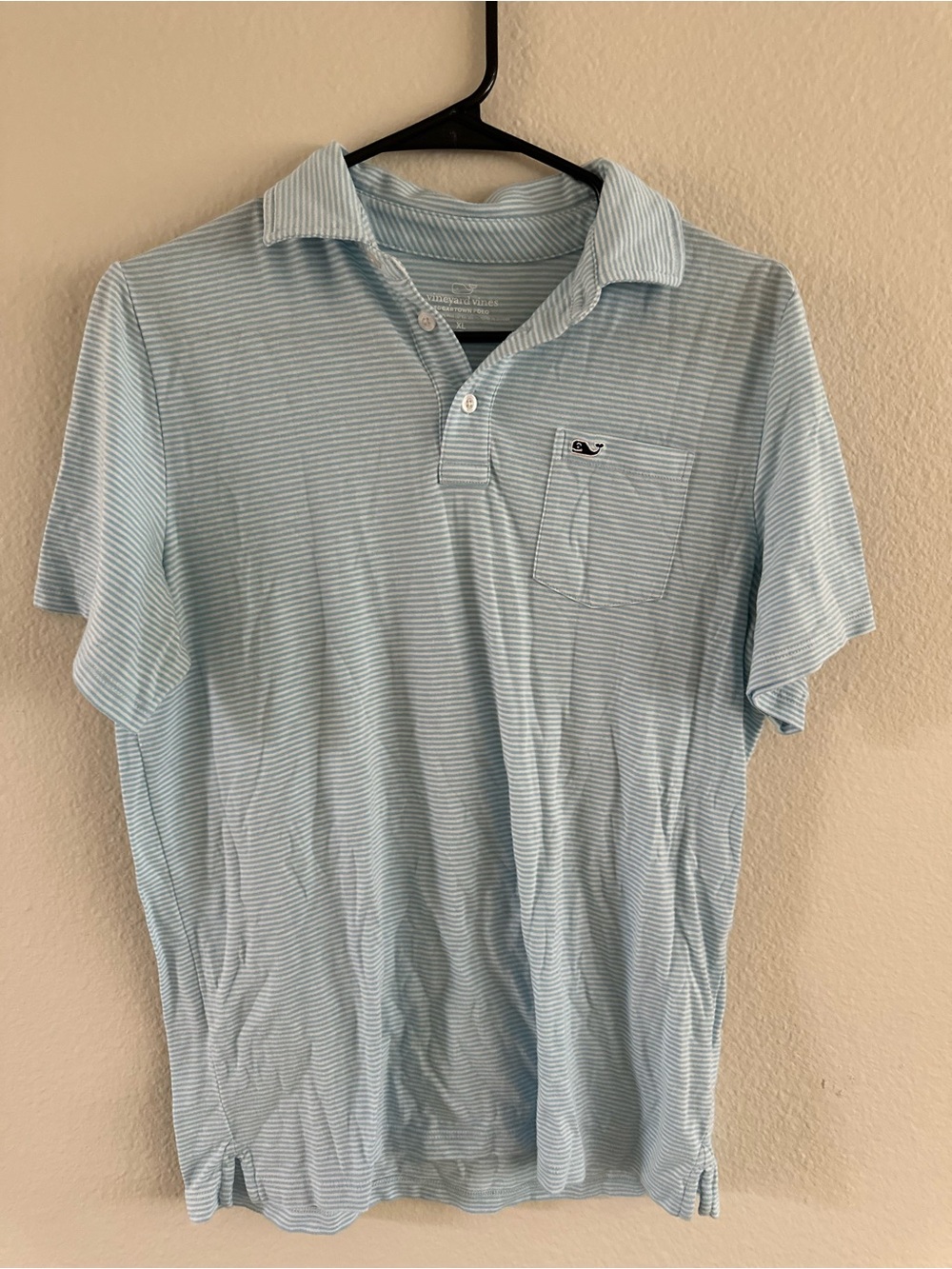 Vineyard Vines Pale Blue Micro-Striped Pocket Polo